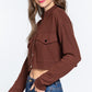 Long Slv Snap Button Crop Jacket