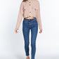 Long Slv Snap Button Crop Jacket