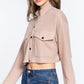 Long Slv Snap Button Crop Jacket