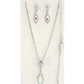 Marquise Shape Rhinestone Bracelet Necklace Set
