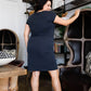 Plus Black Ribbed Front Wrap Lace Tie Detail Midi Dress