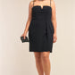 Plus Size Black Sleeveless V-shaped Front Detail Side Slit Tight Fit Mini Dress