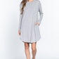 Long Slv French Terry Mini Dress