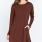 Long Slv French Terry Mini Dress