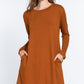 Long Slv French Terry Mini Dress