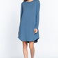 Long Slv French Terry Mini Dress