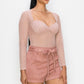 Diamond-patterned Sheer Bodysuit