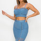 Studded Stone Cami Top & Slit Mini Skirts Set