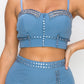 Studded Stone Cami Top & Slit Mini Skirts Set