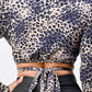 Sexy Animal Print Collared Back-tie Wrap Top