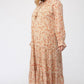 Floral Chiffon Tassel Tie Ruffled Maxi Dress With Full Lining