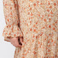 Floral Chiffon Tassel Tie Ruffled Maxi Dress With Full Lining