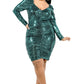 Plus Long Sleeve Metallic Bodycon Mini Dress