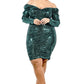 Plus Long Sleeve Metallic Bodycon Mini Dress