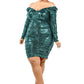 Plus Long Sleeve Metallic Bodycon Mini Dress
