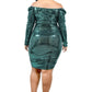 Plus Long Sleeve Metallic Bodycon Mini Dress