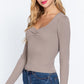 Shirring Sweatheart Neck Sweater