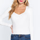 Shirring Sweatheart Neck Sweater