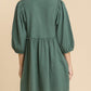 Gauze Slub V-neck Frayed Edge Detail Tunic Dress