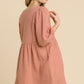 Gauze Slub V-neck Frayed Edge Detail Tunic Dress