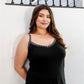 Plus Black Striped V-neck Top & Maxi Skirt Set