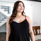 Plus Black Striped V-neck Top & Maxi Skirt Set