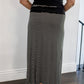 Plus Black Striped V-neck Top & Maxi Skirt Set