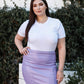 Plus Lavender Faux Leather High Waist Mini Skirt