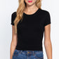Short Slv Crew Neck Rib Crop Top