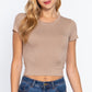 Short Slv Crew Neck Rib Crop Top