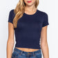 Short Slv Crew Neck Rib Crop Top