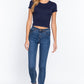 Short Slv Crew Neck Rib Crop Top