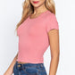 Short Slv Crew Neck Rib Crop Top