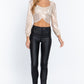 Long Slv Ruched Metallic Knit Top