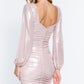 Ruched Metallic Knit Mini Dress