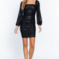 Ruched Metallic Knit Mini Dress