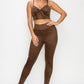 Embossed Snake Print Top And Leggings Set