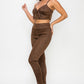 Embossed Snake Print Top And Leggings Set