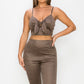 Embossed Snake Print Top And Leggings Set