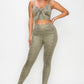 Embossed Snake Print Top And Leggings Set