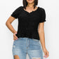 Peplum Eyelet Puff Sleeve Top