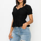 Peplum Eyelet Puff Sleeve Top