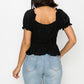Peplum Eyelet Puff Sleeve Top