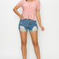 Peplum Eyelet Puff Sleeve Top