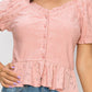 Peplum Eyelet Puff Sleeve Top