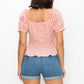 Peplum Eyelet Puff Sleeve Top