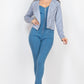 Cropped Zip-up Moto Suede Jacket