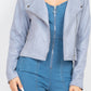 Cropped Zip-up Moto Suede Jacket