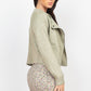 Cropped Zip-up Moto Suede Jacket