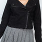 Cropped Zip-up Moto Suede Jacket